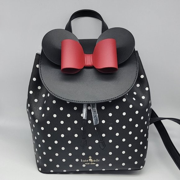 Kate Spade Disney x Minnie Mouse Backpack Black White Polka Dot Multi
